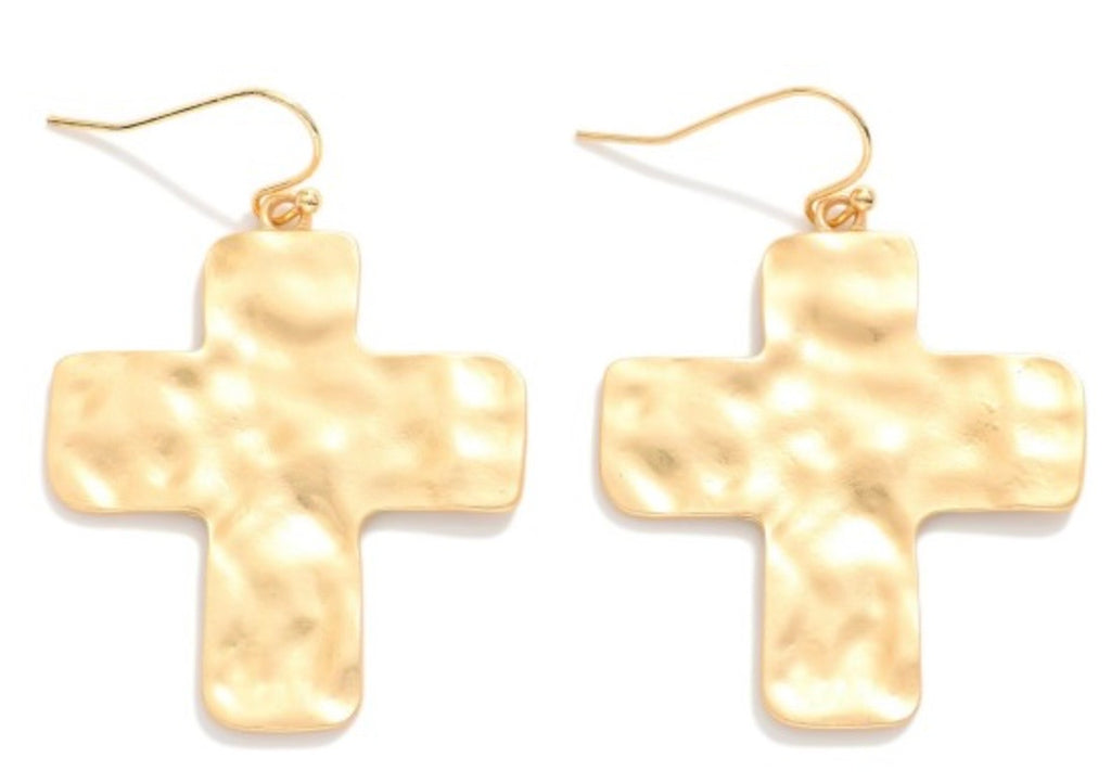 Worn Gold Cross Earrings