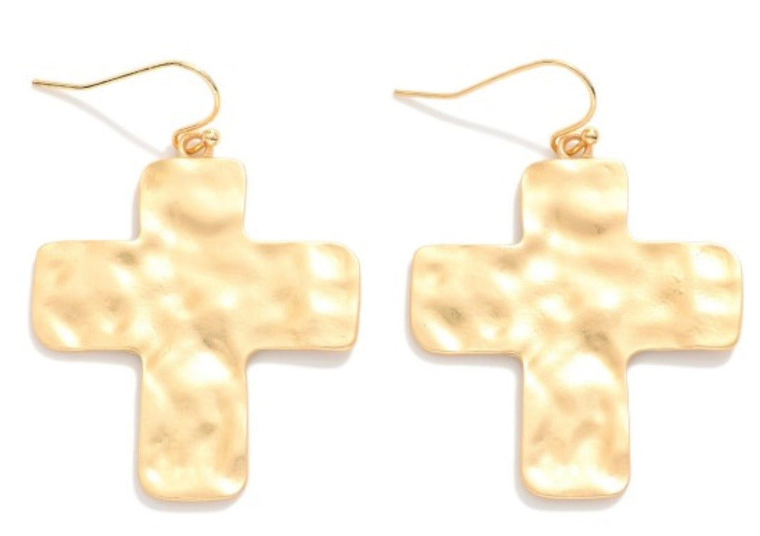 Worn Gold Cross Earrings