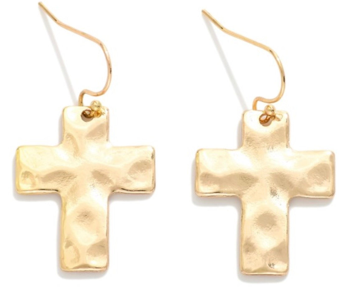 Worn Gold Cross Earrings