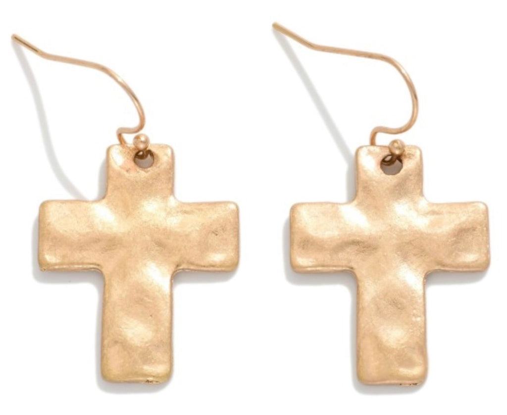 Worn Gold Cross Earrings