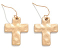 Worn Gold Cross Earrings
