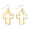 Hammered Metal Cross Earrings